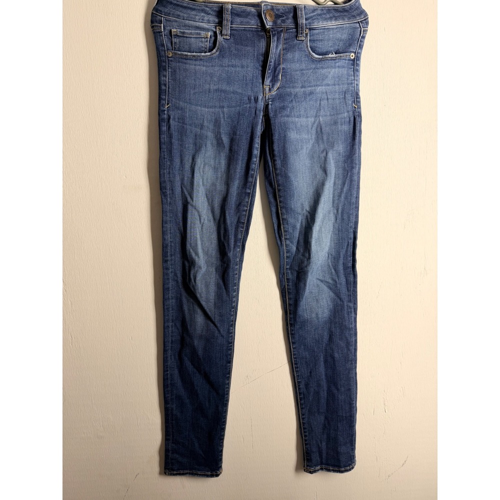 American Eagle Super Stretch Skinny Jeans Medium Wash Blue Denim Women 4 Regular